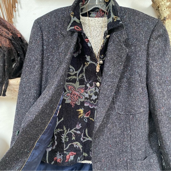 Scottish handwoven Wool Boyfriend/cowgirl boho equestrian Blazer w cottage vibe - Picture 11 of 16